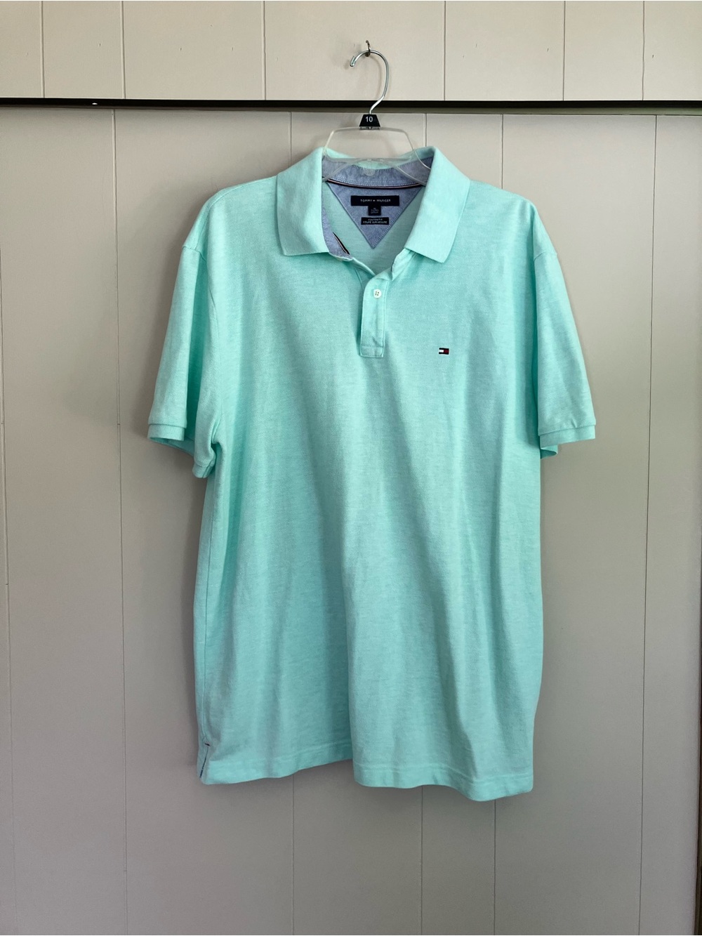 Tommy Hilfiger Men's Light Mint Polo Shirt Pique Cotton